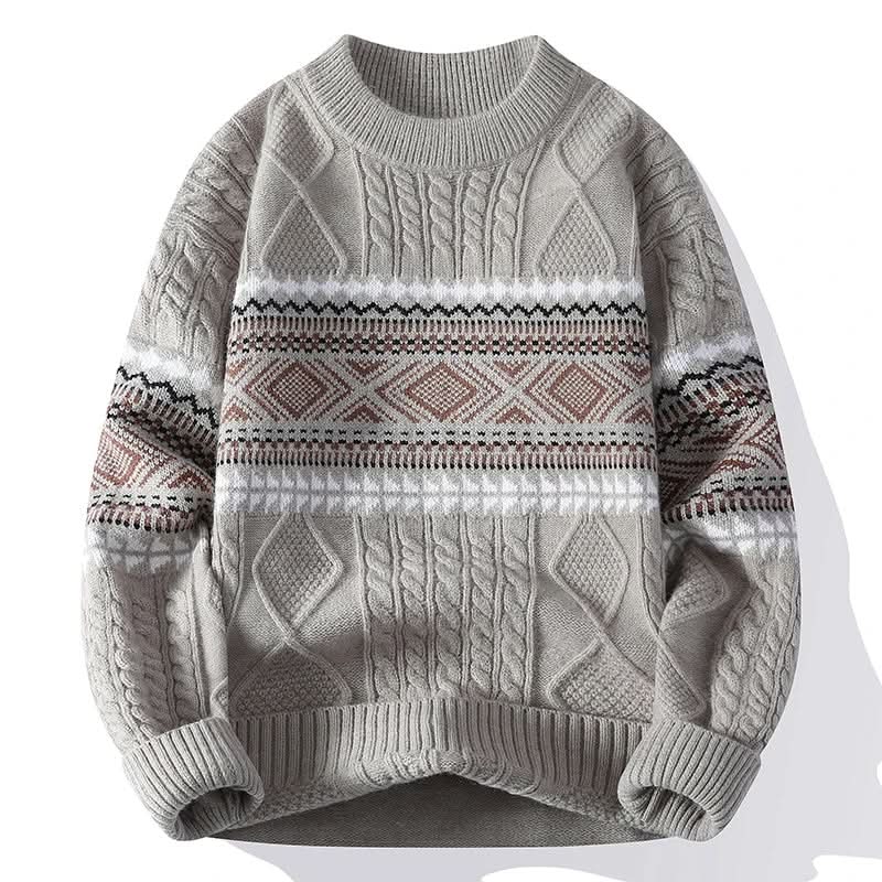 Pull homme Arvid en grosse maille – motif jacquard nordique