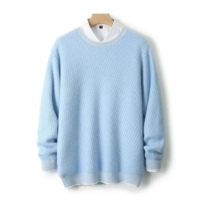Pull homme Theo en cachemire – maille texturée, liseré contrasté