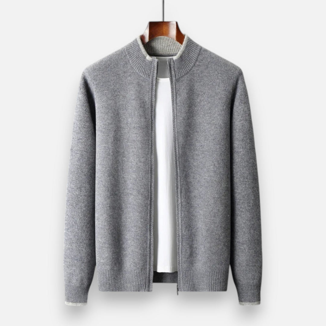 Veste en maille zippée homme en cachemire peigné – élégance sobre