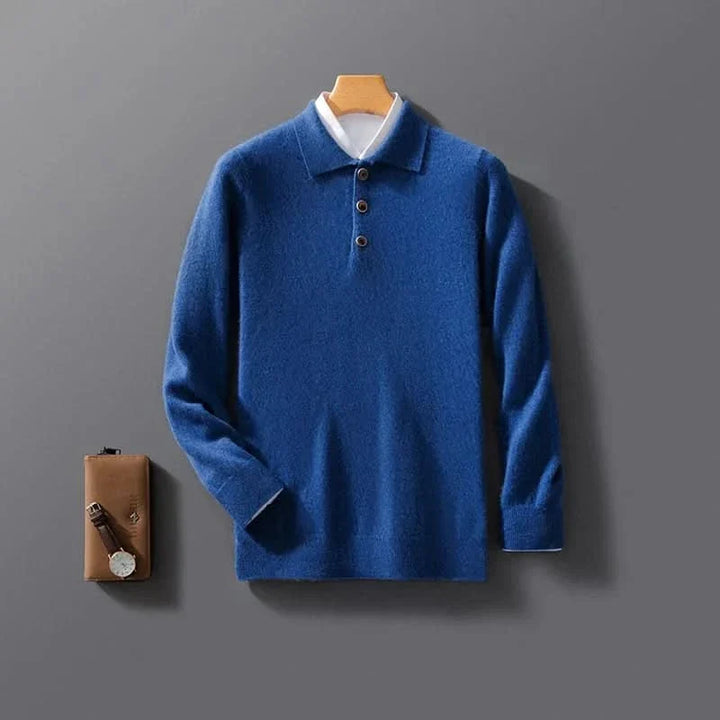 Polo homme Belford en cachemire – maille légère, col classique