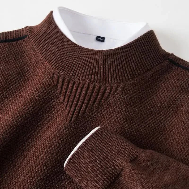 Pull homme Arden en maille jacquard – col cheminée côtelé