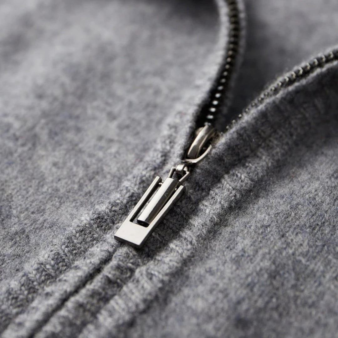 Veste en maille zippée homme en cachemire peigné – élégance sobre