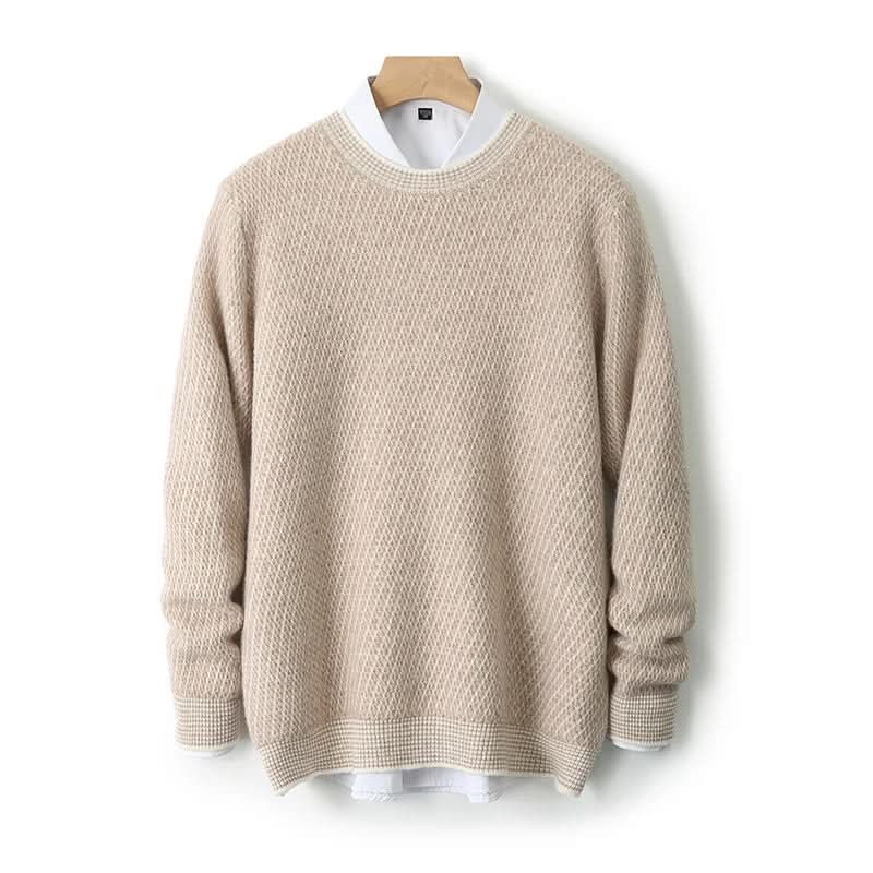 Pull homme Theo en cachemire – maille texturée, liseré contrasté