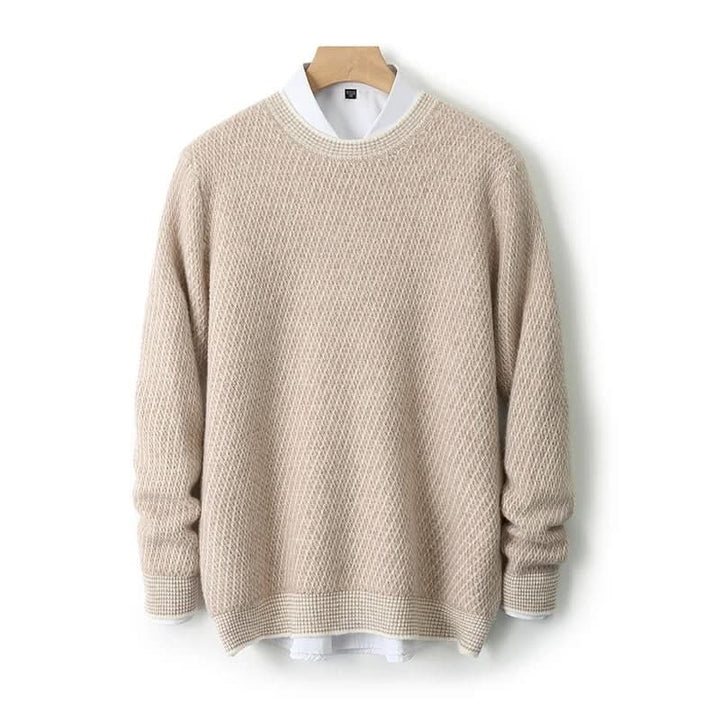 Pull homme Theo en cachemire – maille texturée, liseré contrasté