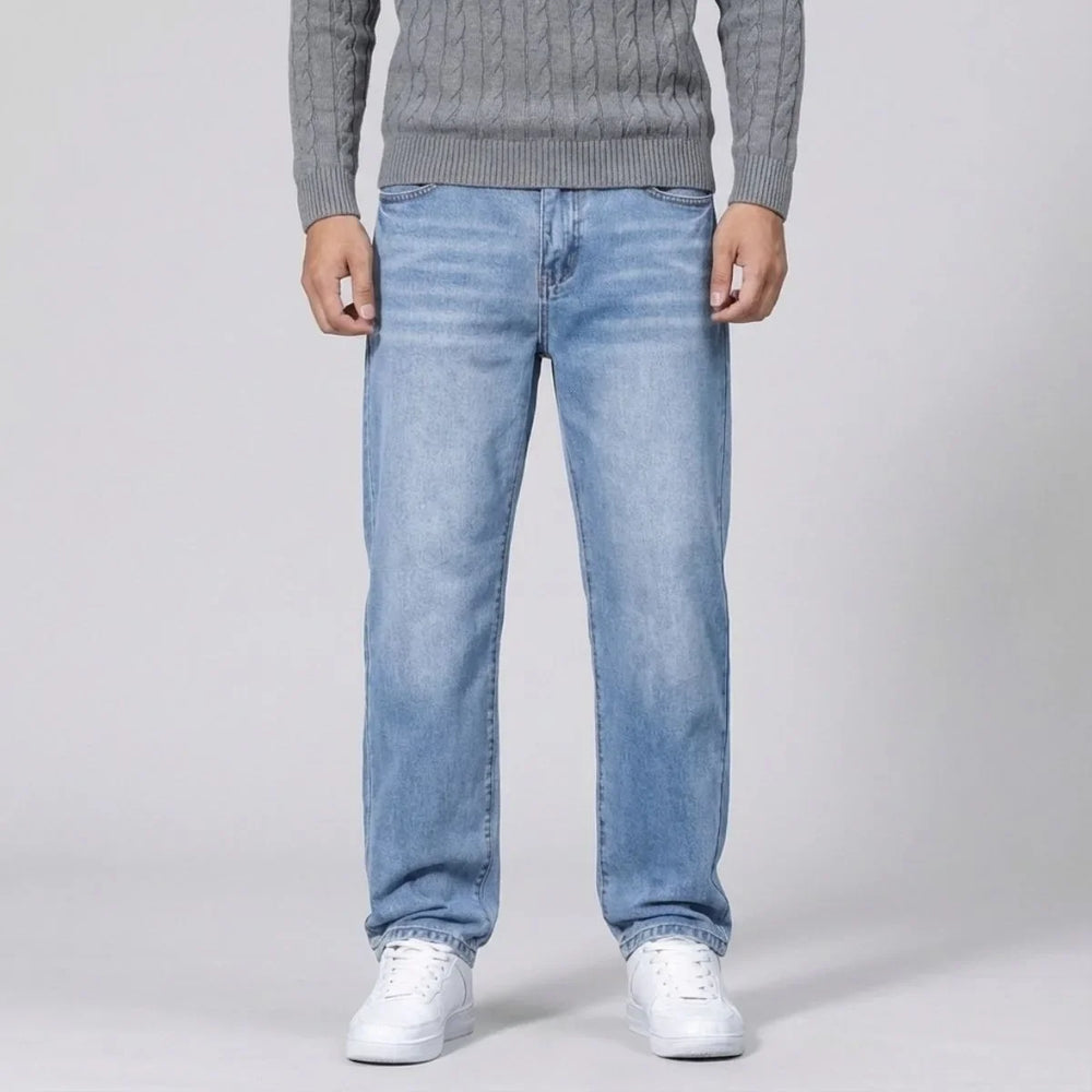 Jean droit homme regular fit – délavage clair cinq poches