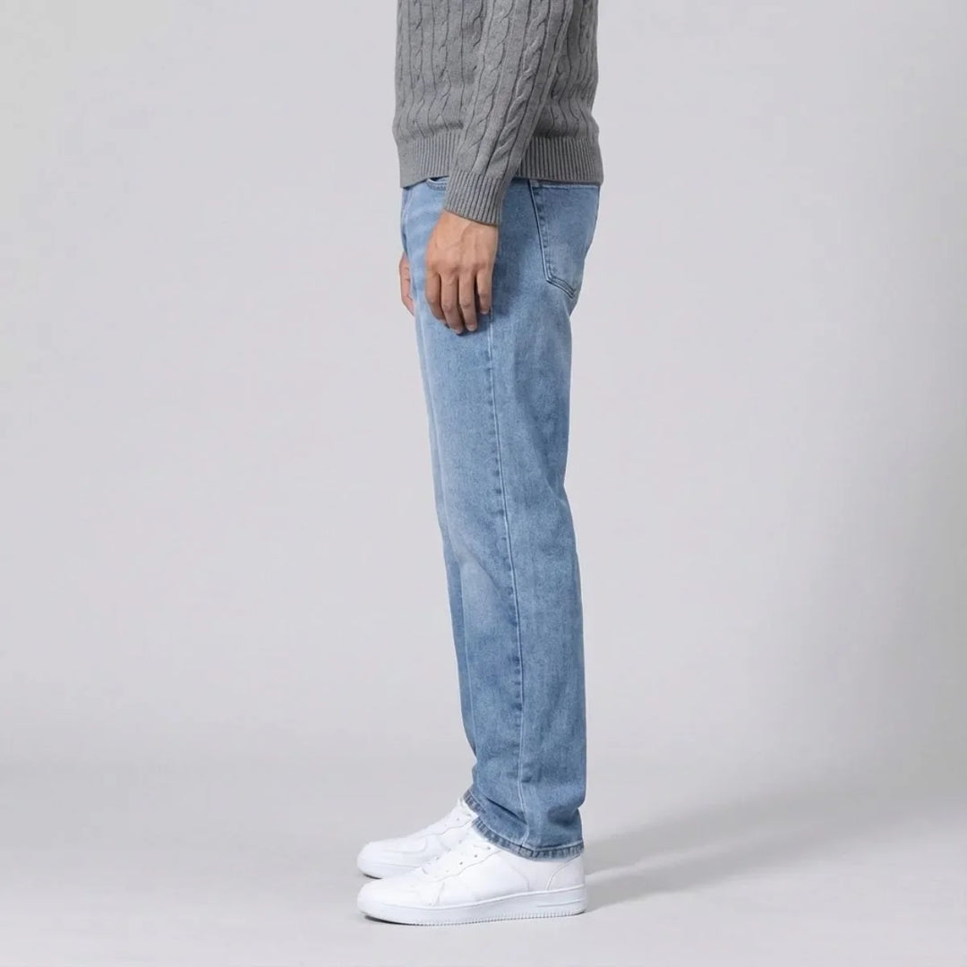 Jean droit homme regular fit – délavage clair cinq poches