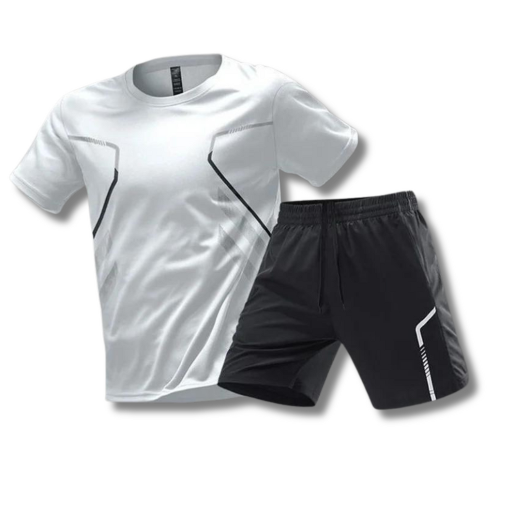 Ensemble sport homme t-shirt et short – matière respirante
