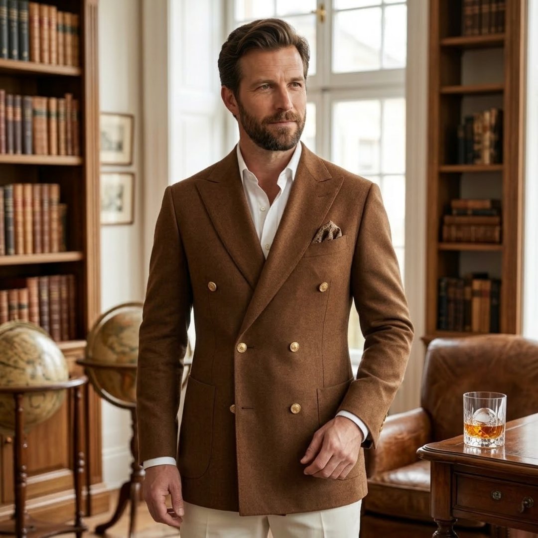 Costume Chelsea croisé marron slim fit – ensemble 2 pièces