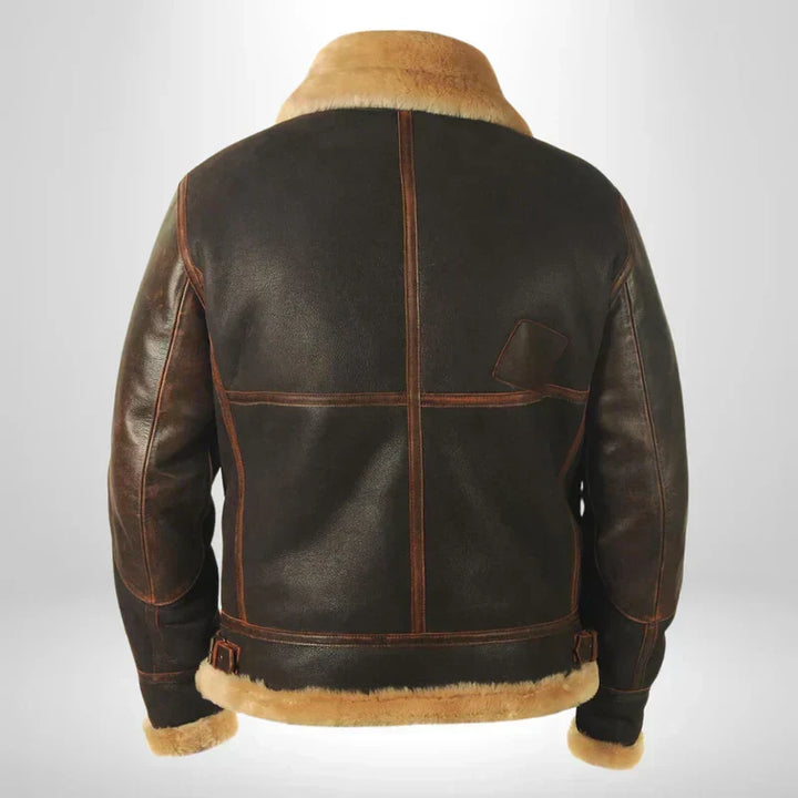 Veste aviateur homme en cuir – col en fourrure moelleuse