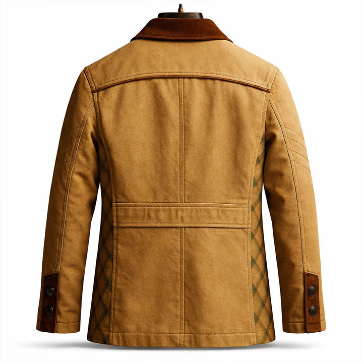 Veste field homme en twill de coton – col suédé, doublure carreaux
