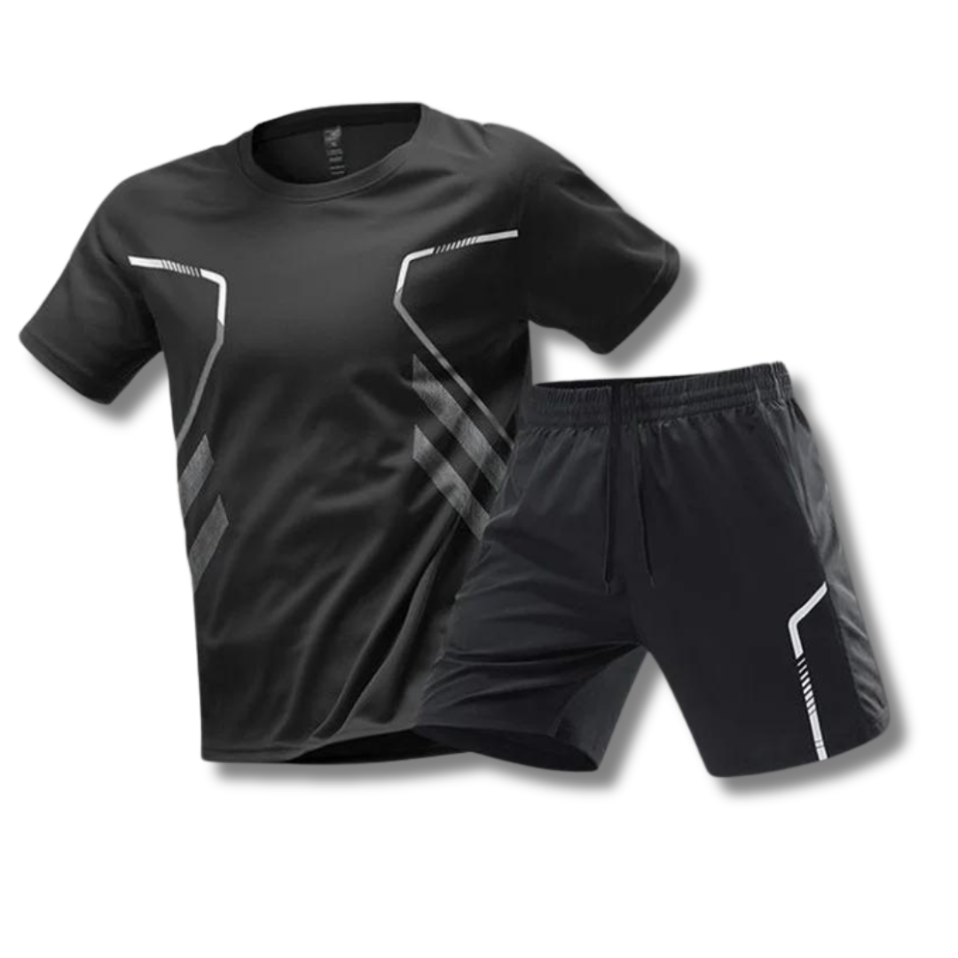 Ensemble sport homme t-shirt et short – matière respirante
