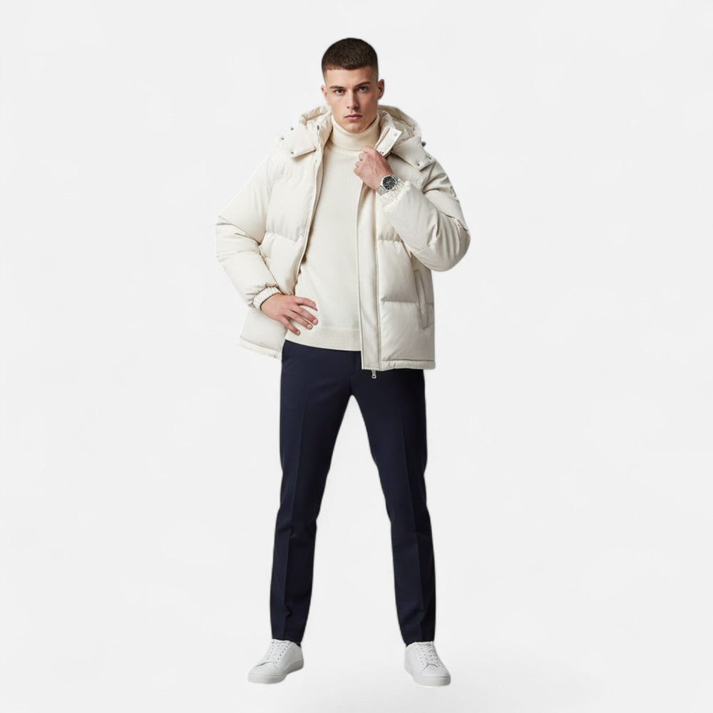 Doudoune homme à capuche unie – chaleur discrète et zip