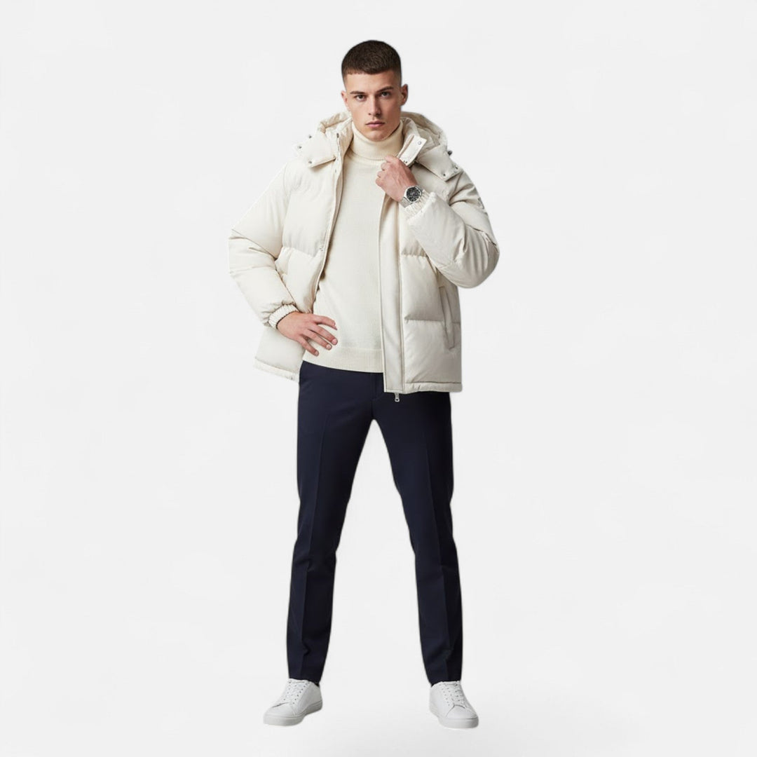 Doudoune homme à capuche unie – chaleur discrète et zip