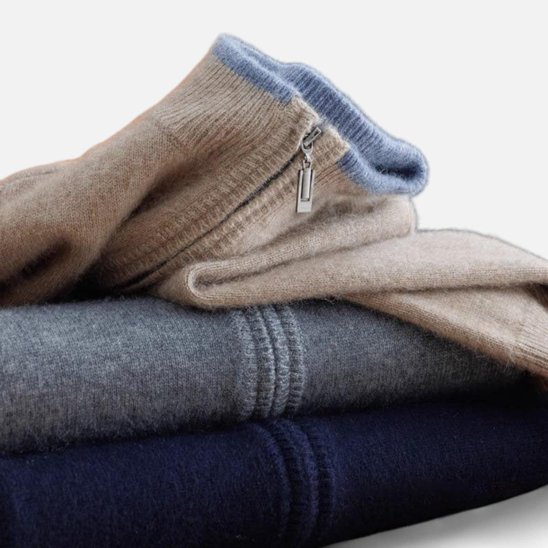 Veste en maille zippée homme en cachemire peigné – élégance sobre