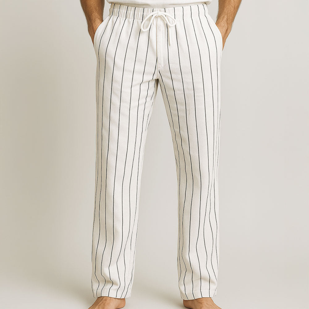 Pantalon en lin homme à rayures – léger et respirant