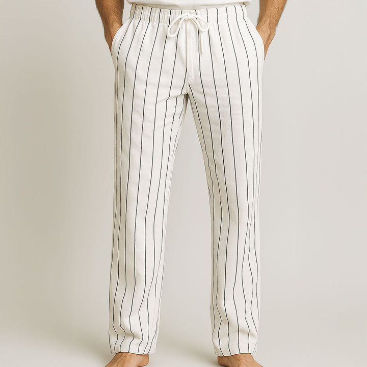 Pantalon en lin homme à rayures – léger et respirant