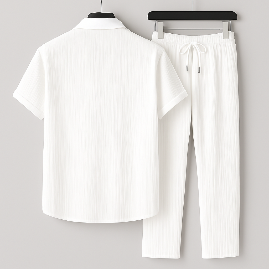 Ensemble détente homme en jersey côtelé – chemise et pantalon