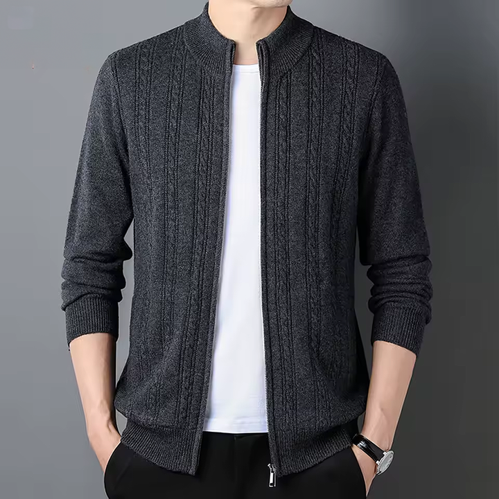 Cardigan homme Marivelle en cachemire zippé – col montant