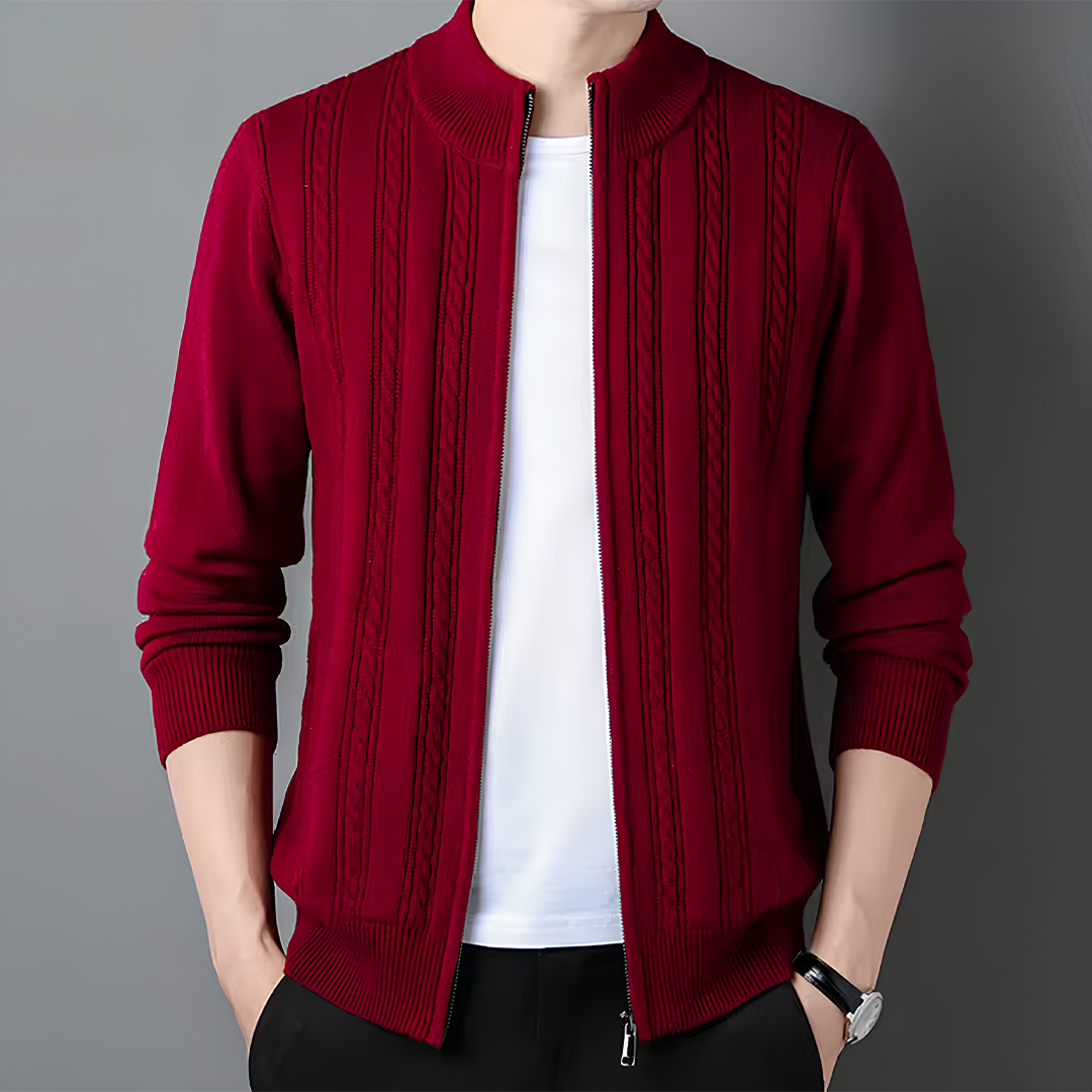 Cardigan homme Marivelle en cachemire zippé – col montant