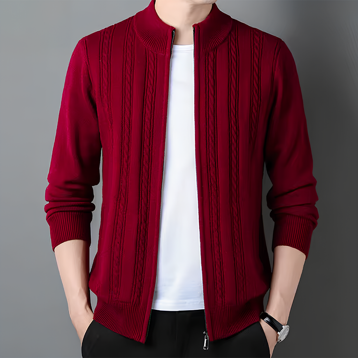 Cardigan homme Marivelle en cachemire zippé – col montant