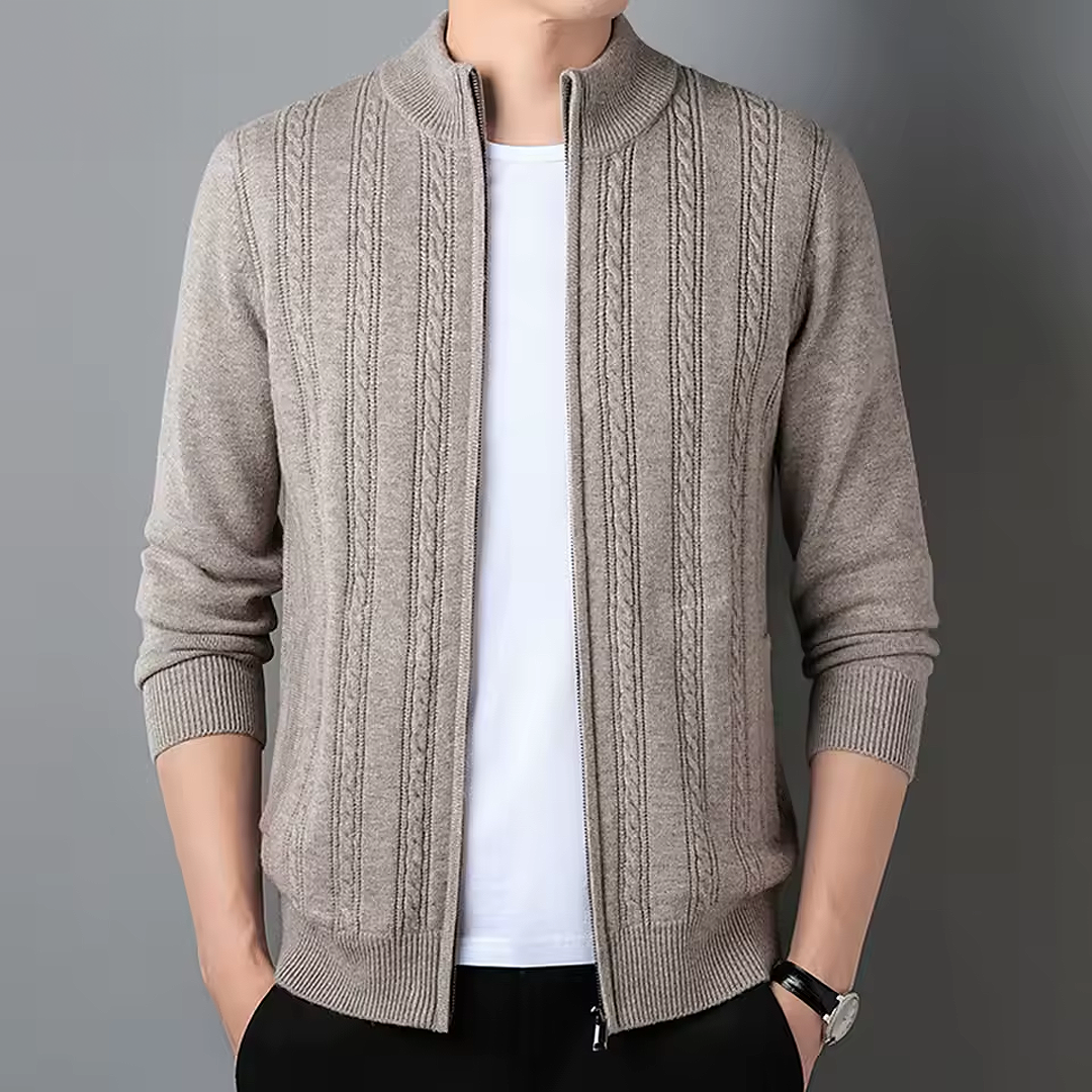 Cardigan homme Marivelle en cachemire zippé – col montant