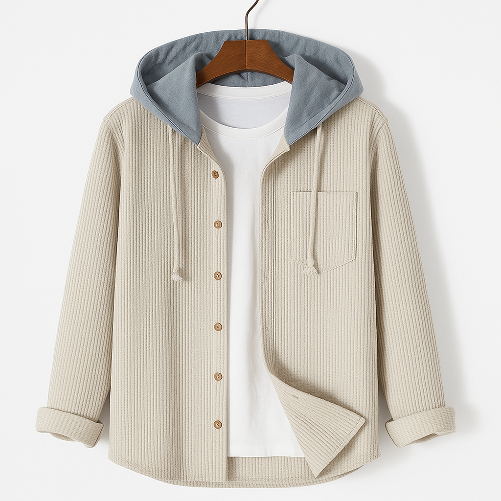 Hoodie homme Dante en velours côtelé – capuche réglable