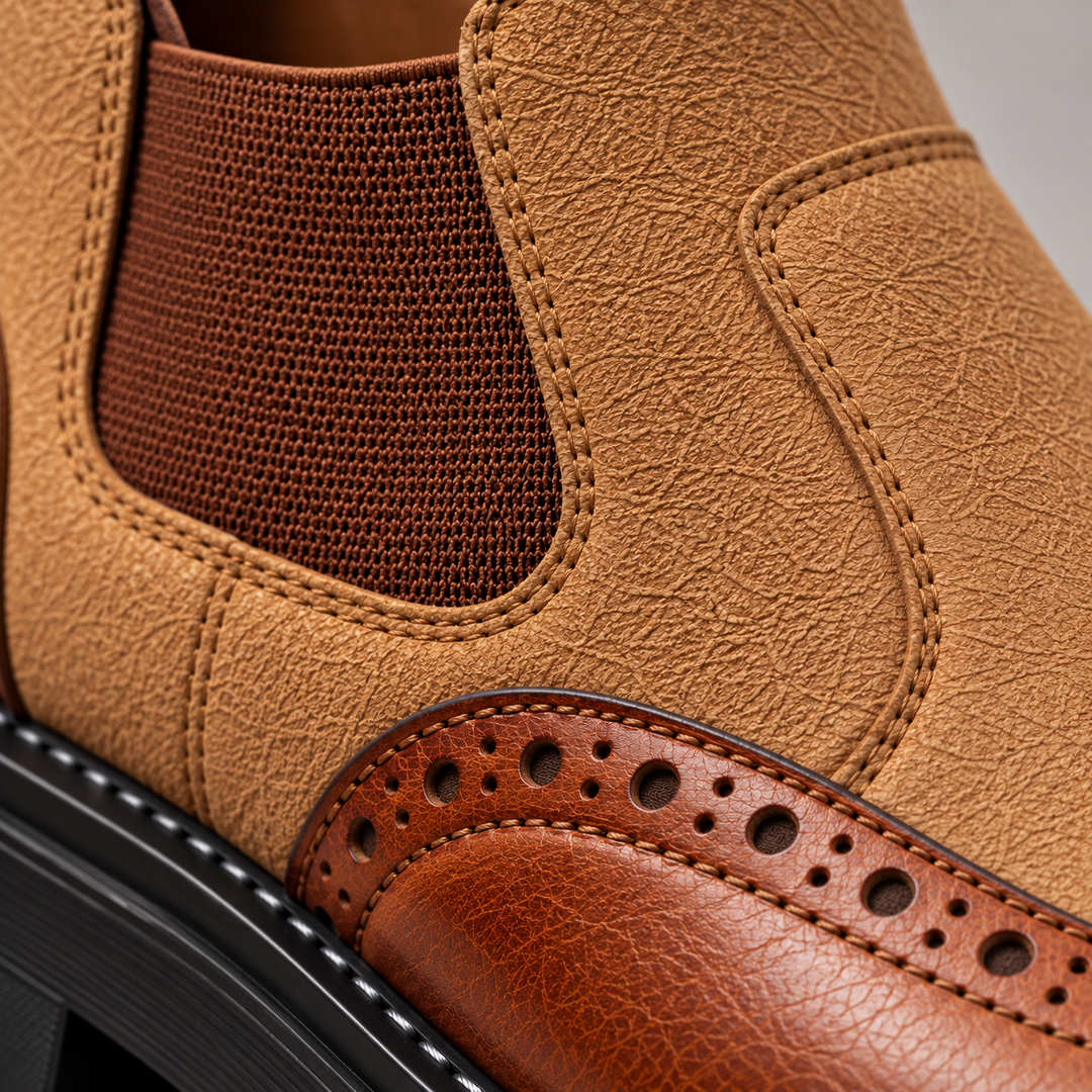 Boots chelsea brogue Quark-18, détails wingtip, enfilage facile