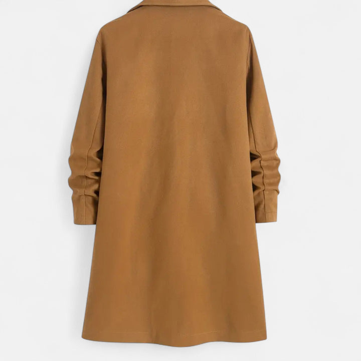Manteau long homme uni – revers crantés, coupe droite