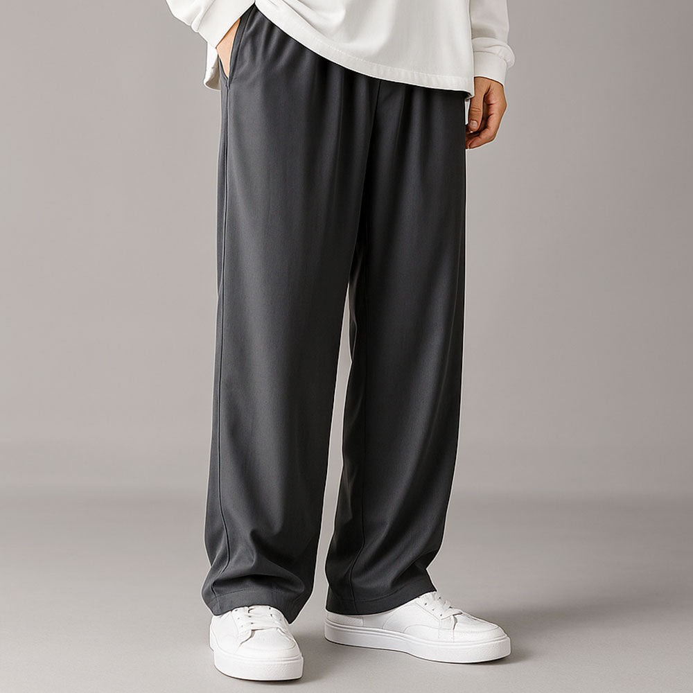 Pantalon large homme en tissu doux – taille élastique réglable