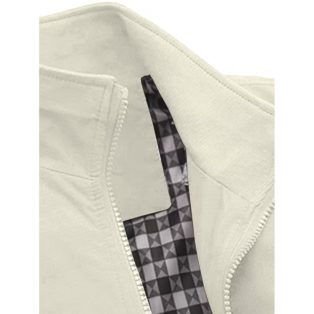 Blouson bomber casual homme à col montant – toucher velours
