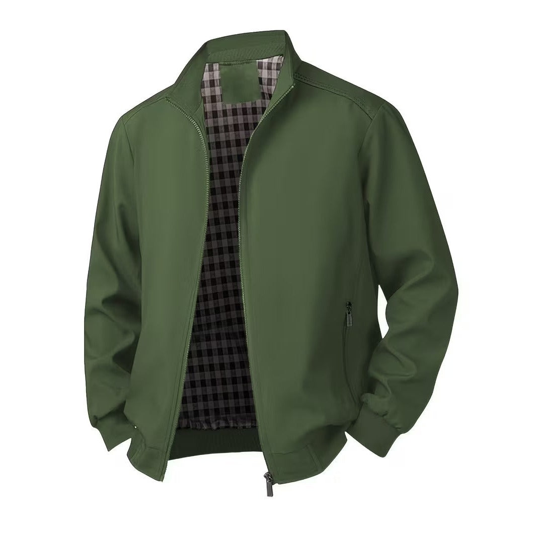 Blouson bomber casual homme à col montant – toucher velours
