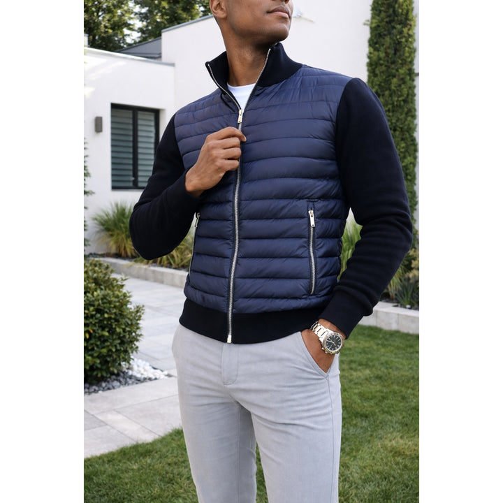 Blouson bomber homme matelassé zippé – manches en maille