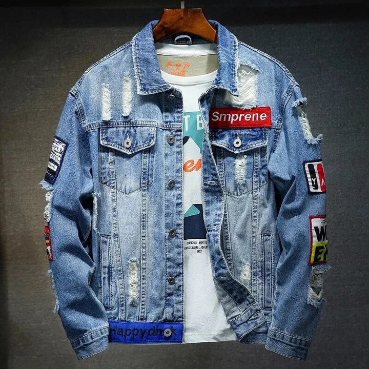 Veste en jean homme style western – détails déchirés
