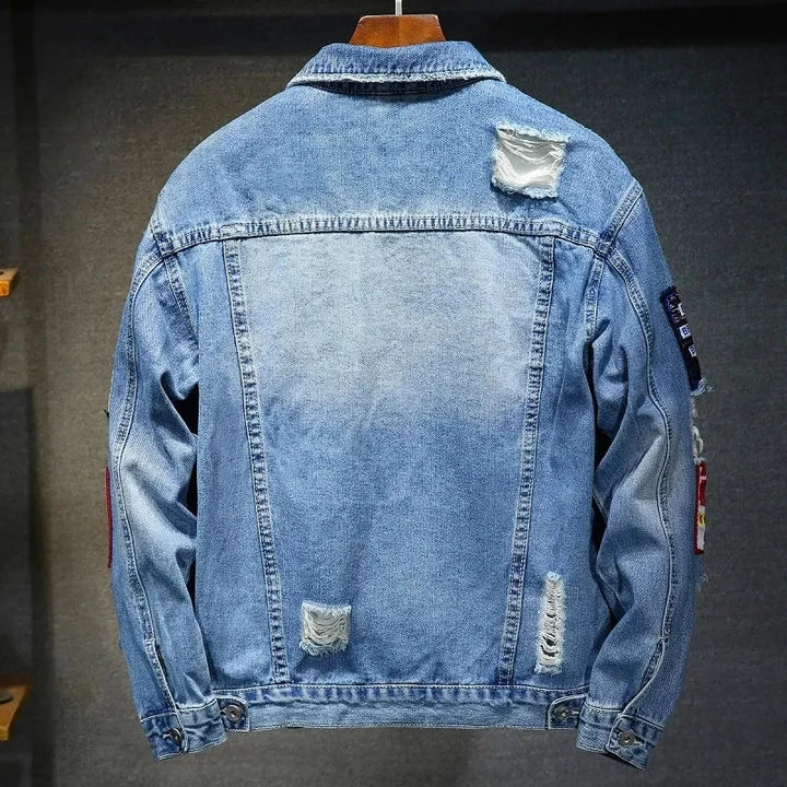 Veste en jean homme style western – détails déchirés
