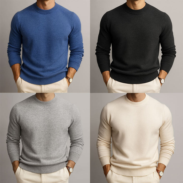 Pull homme 100 % cachemire à col rond – douceur et coupe ajustée