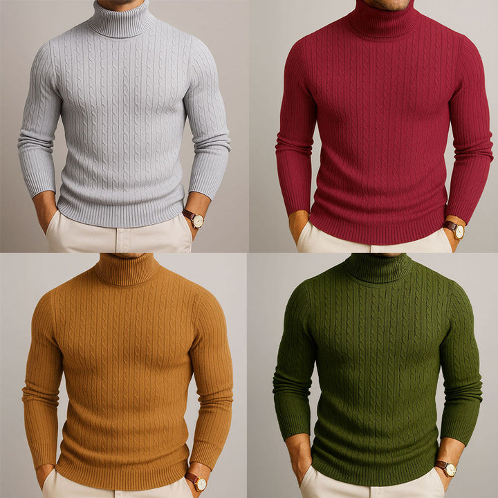 Pull homme col roulé en maille – coupe slim et toucher doux