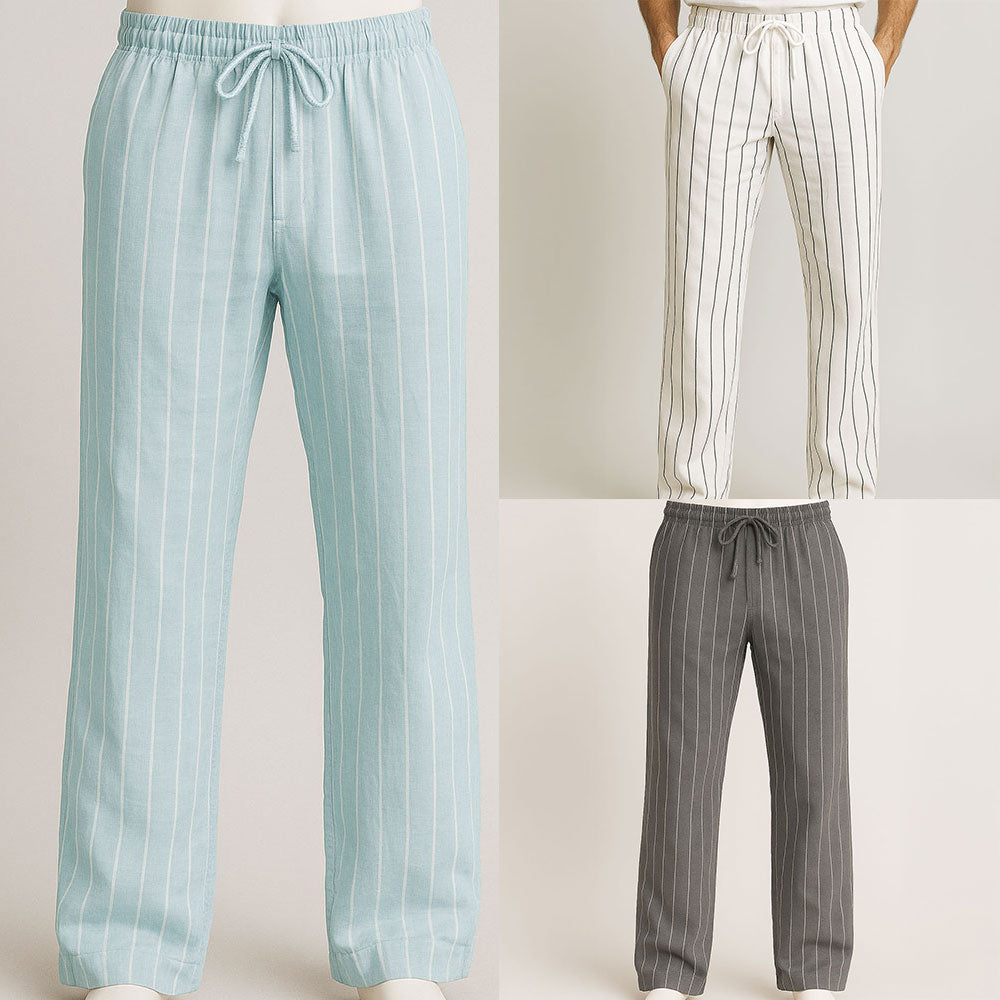 Pantalon en lin homme à rayures – léger et respirant