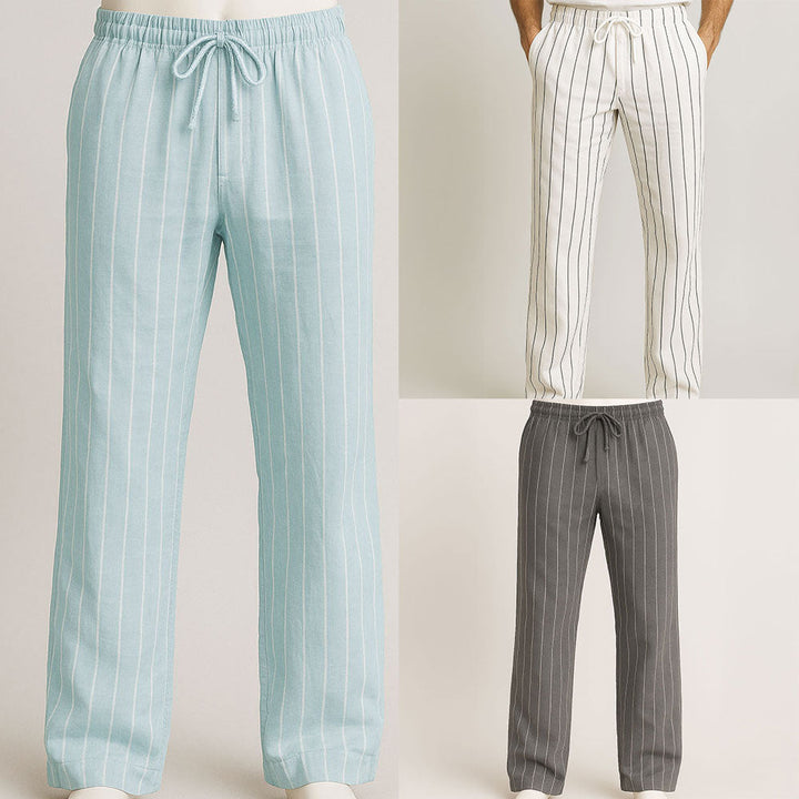 Pantalon en lin homme à rayures – léger et respirant