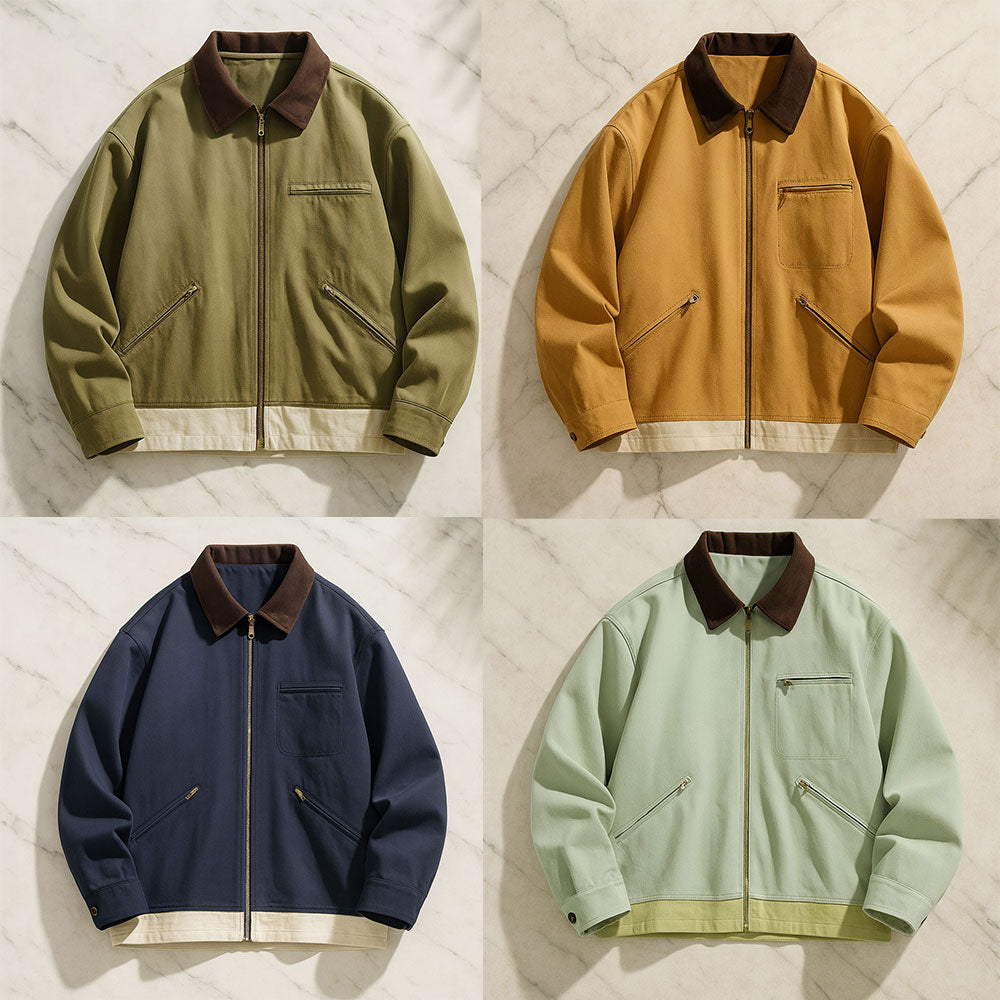 Veste homme rétro en coton – coupe décontractée et confortable