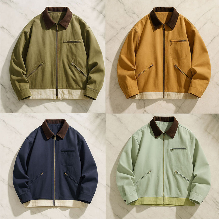 Veste homme rétro en coton – coupe décontractée et confortable