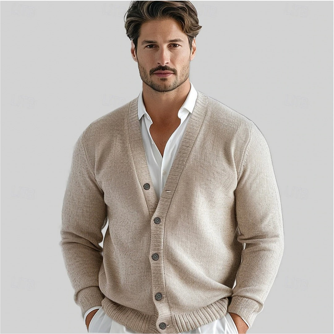 Cardigan homme col V à boutons – coupe confort