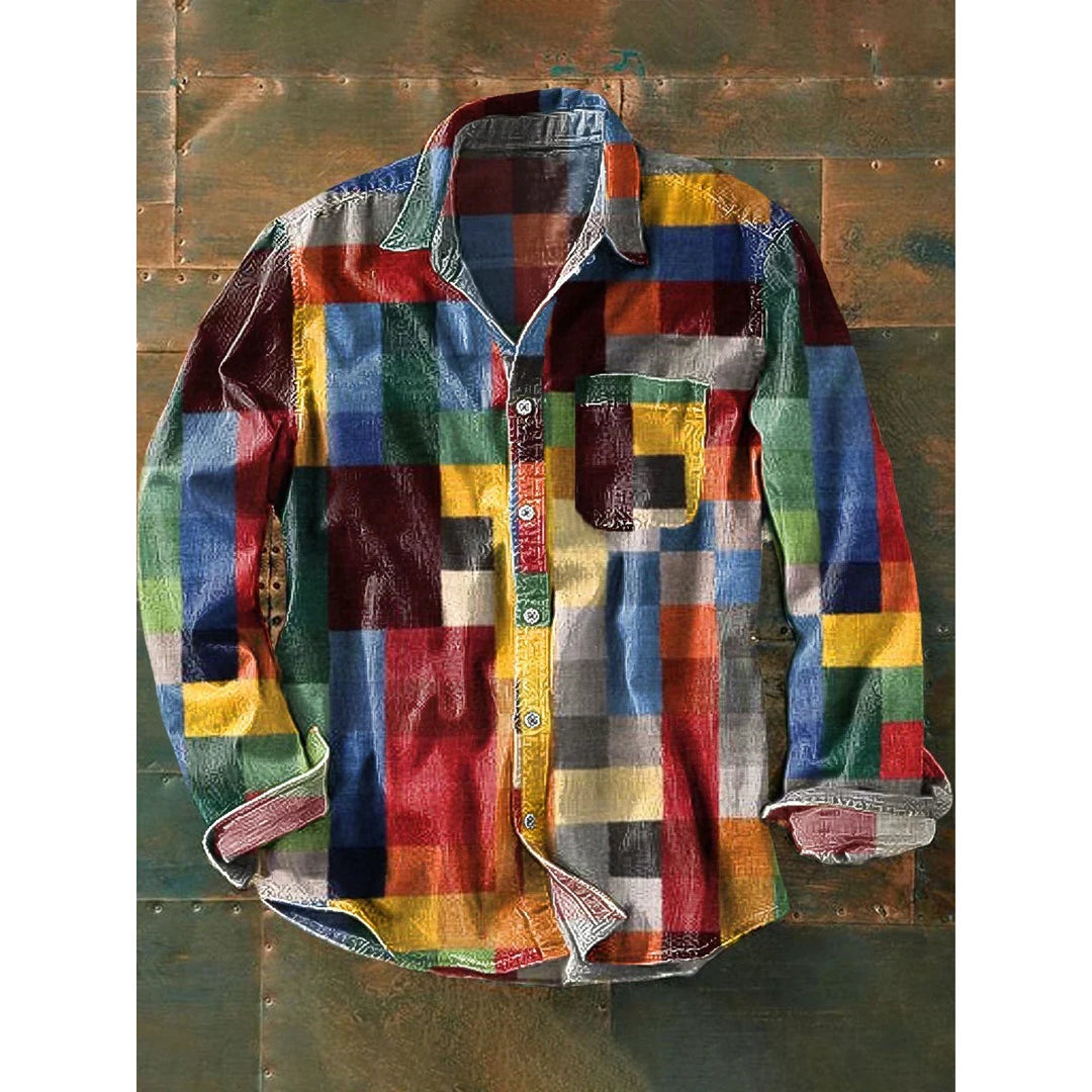 Chemise homme à carreaux manches longues – esprit rétro