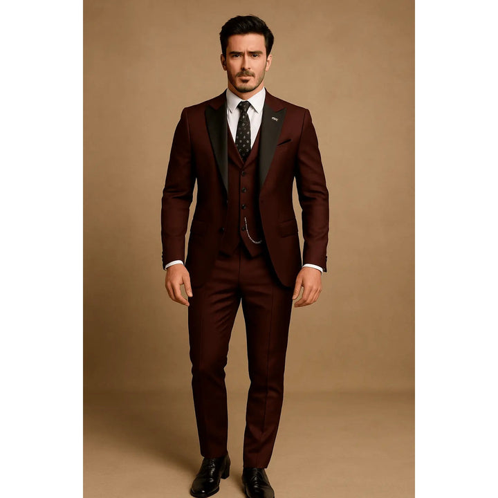 Costume 3 pièces homme coupe slim – blazer, gilet et pantalon