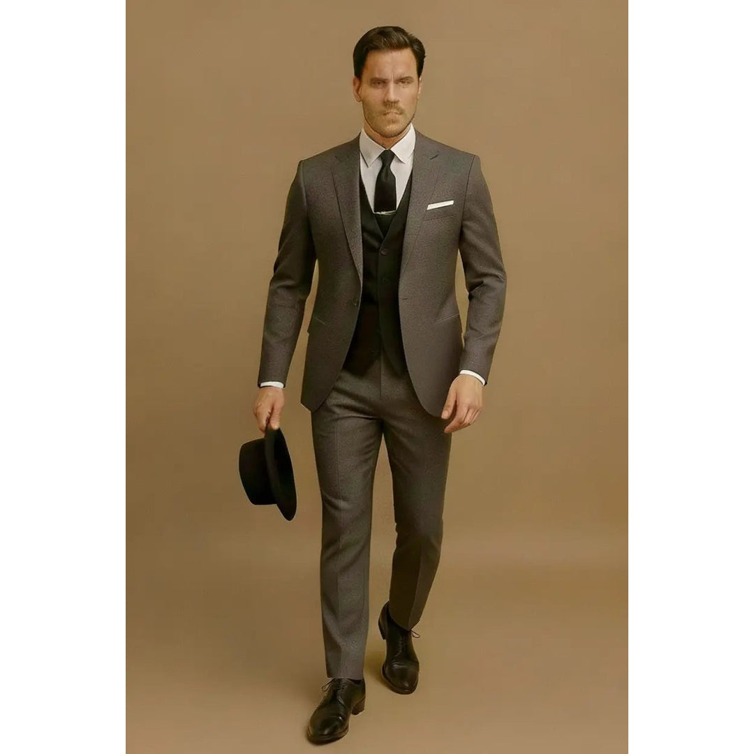 Costume 3 pièces homme coupe slim – blazer, gilet et pantalon