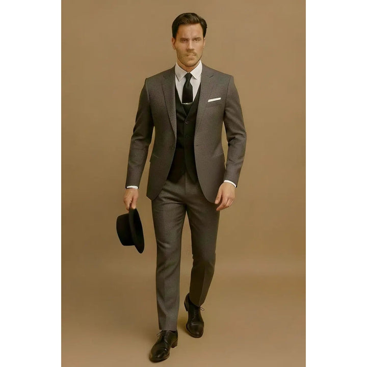 Costume 3 pièces homme coupe slim – blazer, gilet et pantalon