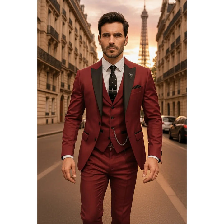 Costume 3 pièces homme coupe slim – blazer, gilet et pantalon