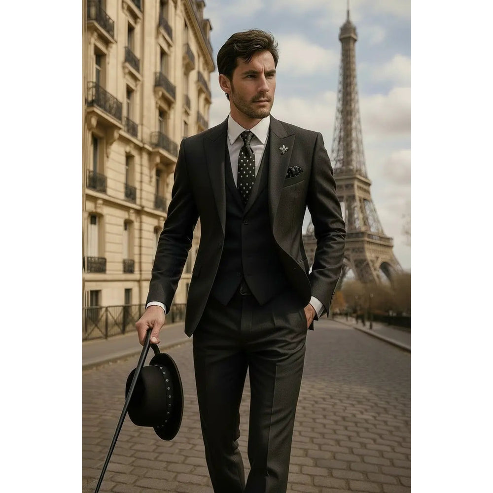 Costume 3 pièces homme coupe slim – blazer, gilet et pantalon