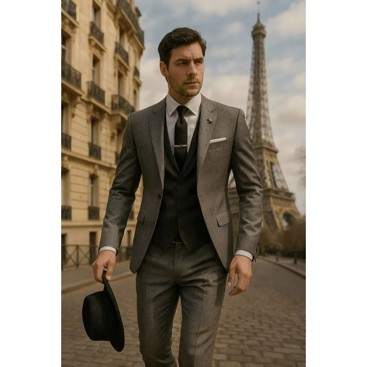 Costume 3 pièces homme coupe slim – blazer, gilet et pantalon