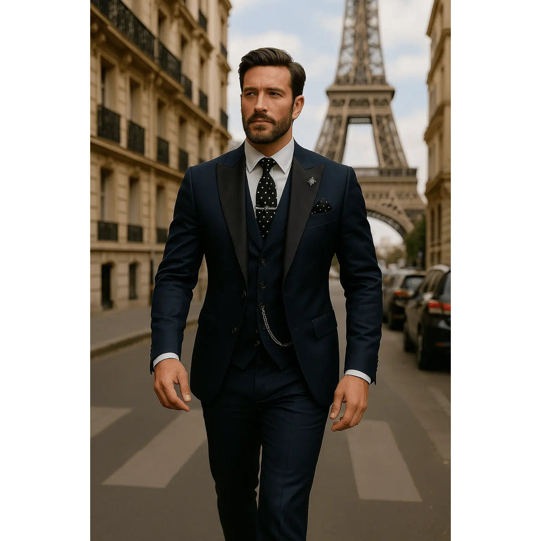 Costume 3 pièces homme coupe slim – blazer, gilet et pantalon