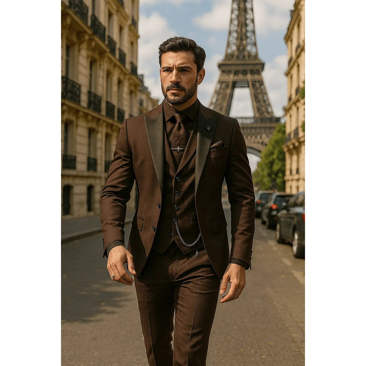 Costume 3 pièces homme coupe slim – blazer, gilet et pantalon